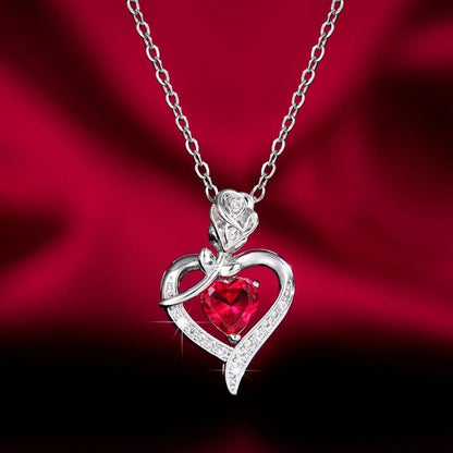 Red Heart CZ Necklace"